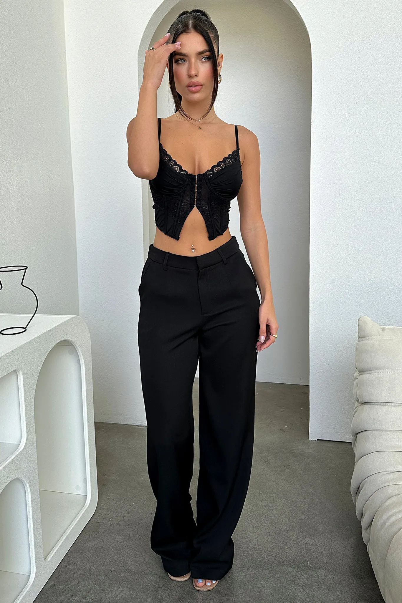 Alaric High Rise Pants - Black