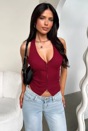 Alonzo Halter Top - Burgundy