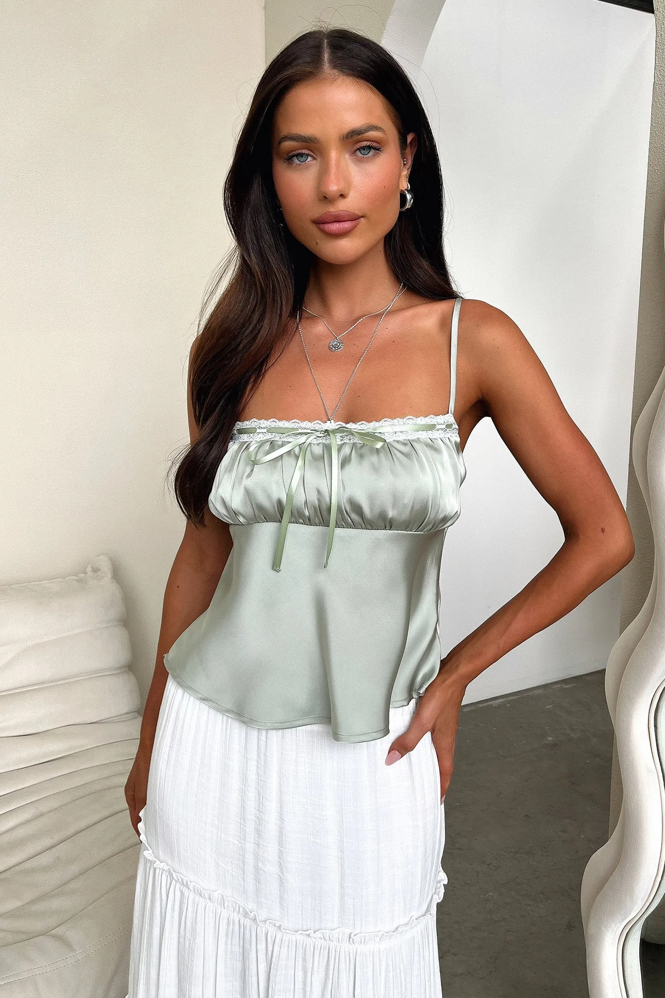 Dash Silky Cami Top - Sage