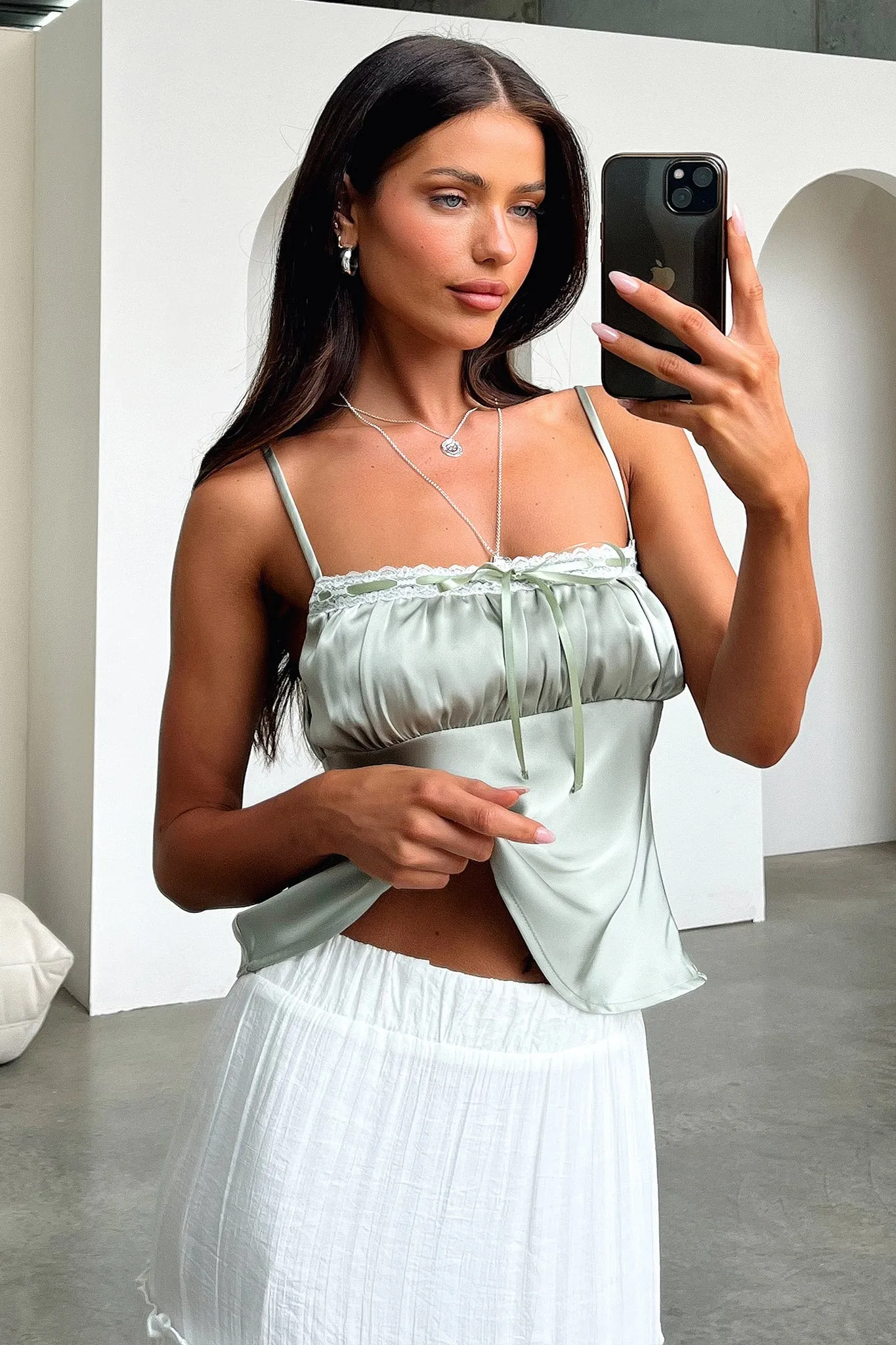 Dash Silky Cami Top - Sage