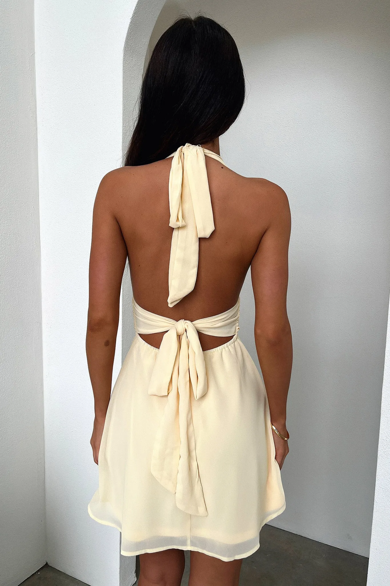 Elenor Halter Mini Dress - Yellow