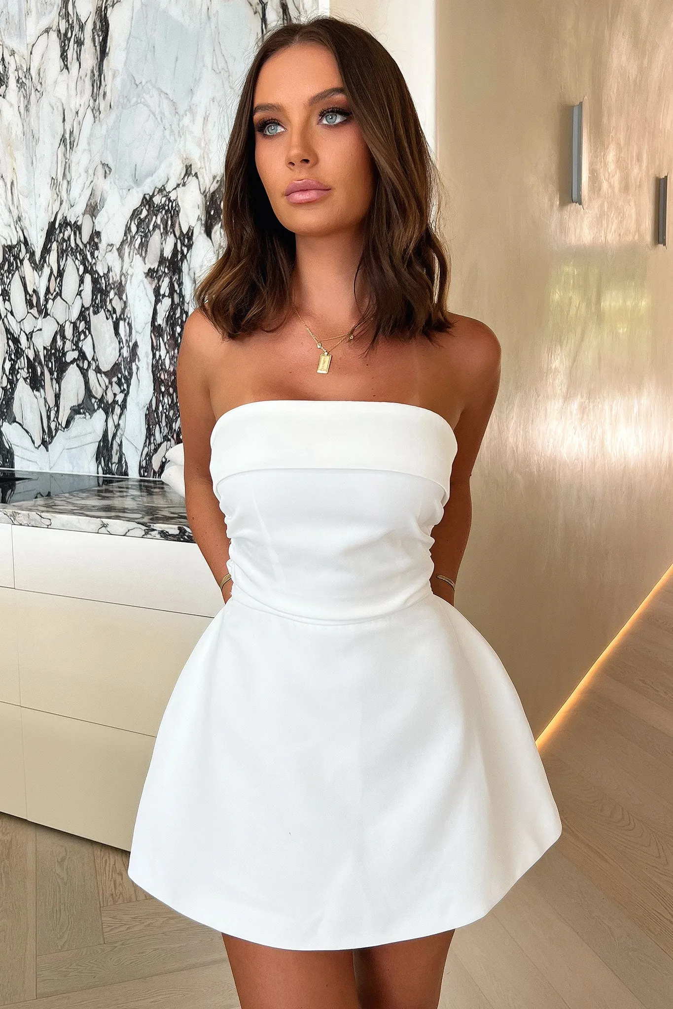 Evonne Strapless Mini Dress - White