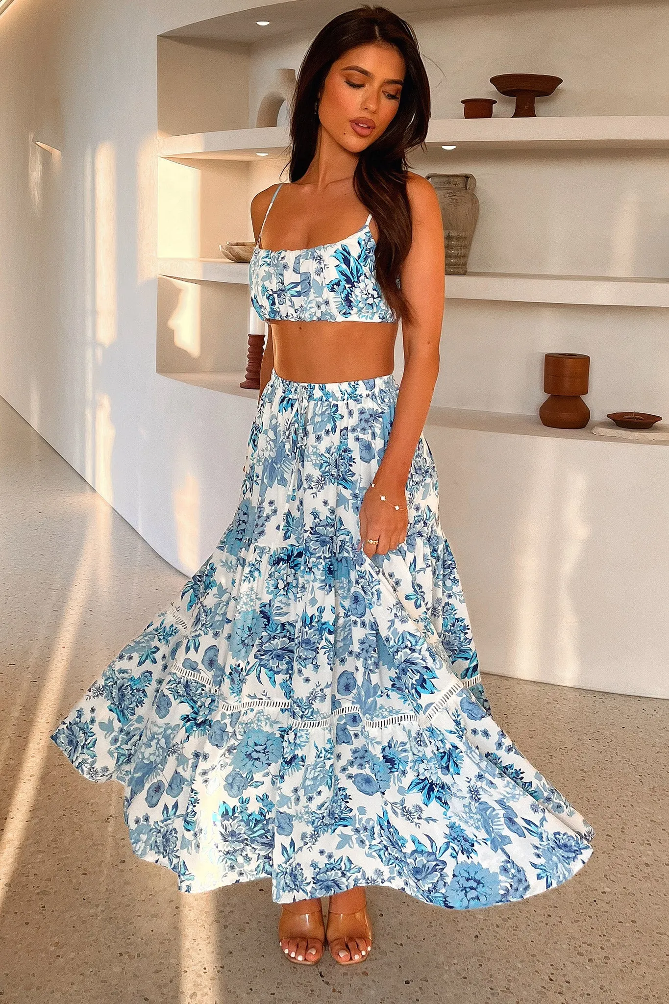 Kei Crop - Blue Floral