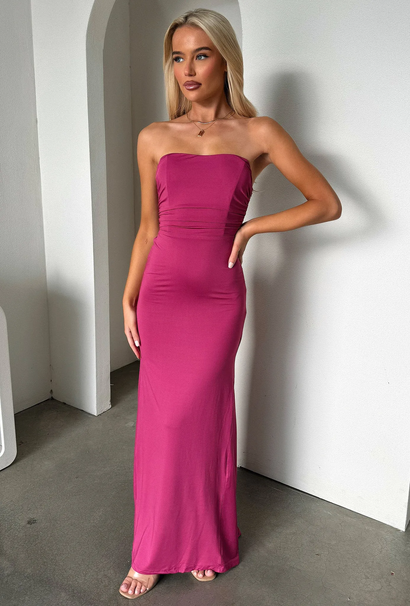 Lahara Strapless Maxi Dress - Burgundy
