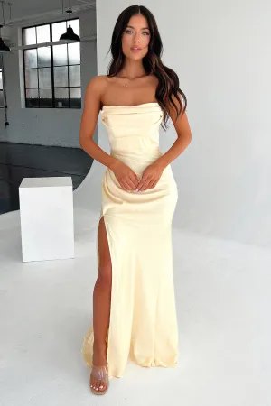 Lola Strapless Satin Maxi Dress - Yellow