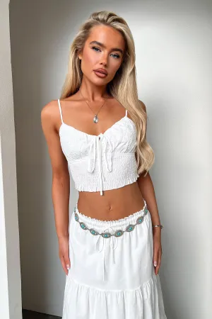 Lottie Embroidered Crop - White