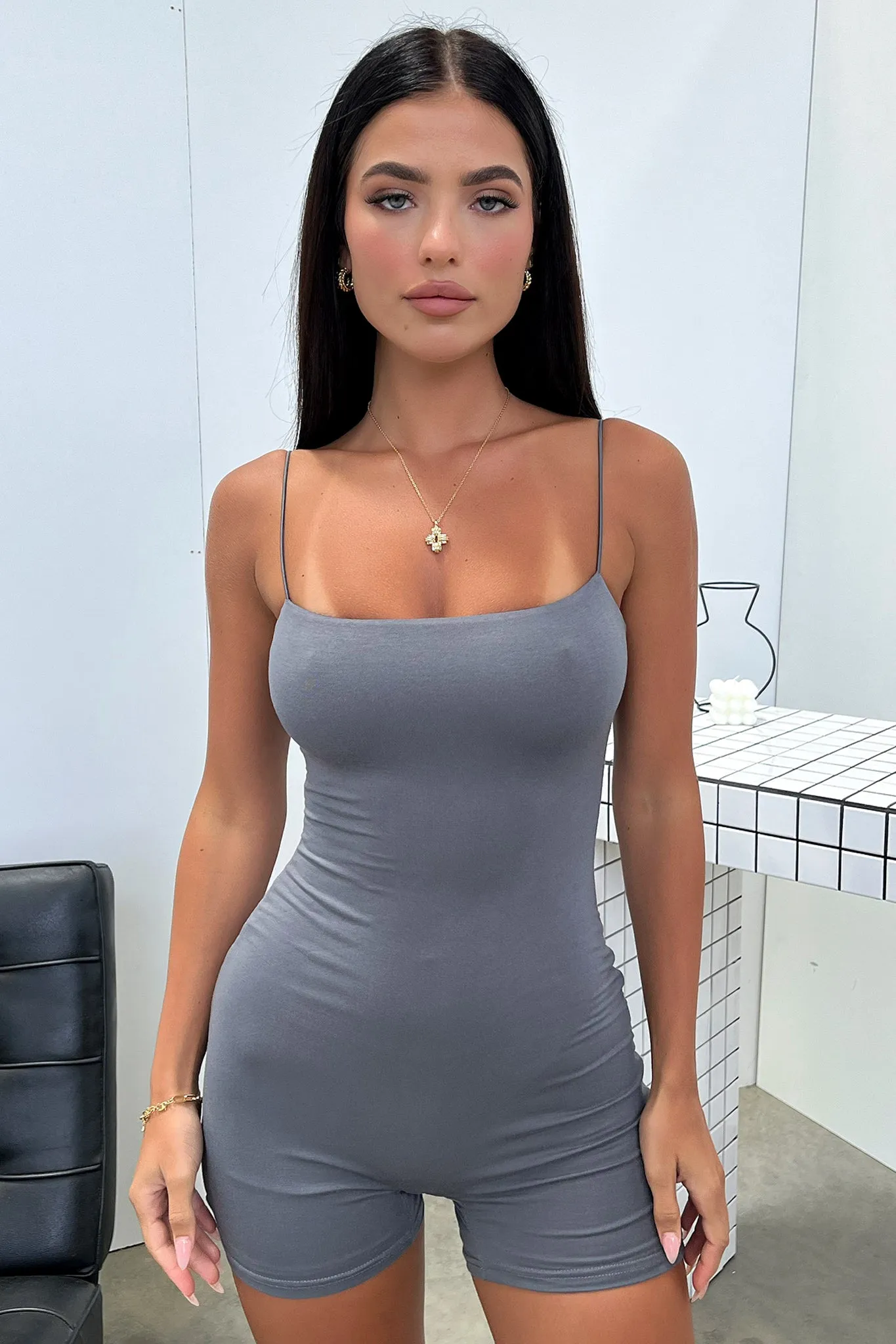 Mace Playsuit - Charcoal