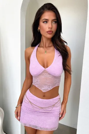 Mollina Lace Halter Top - Lilac