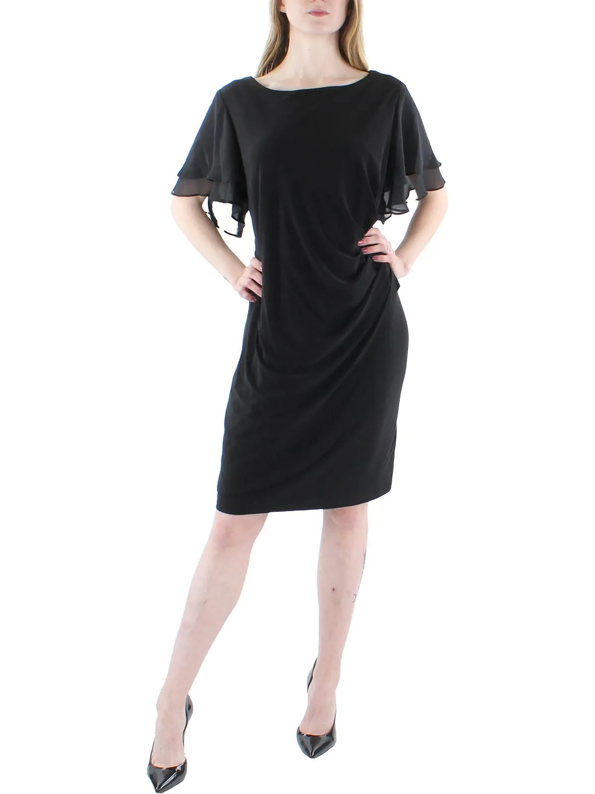 Womens Ruched Mini Sheath Dress